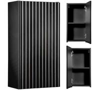 Lomadox Armoire murale, pour salle de bain, 30 cm, noire, rainurée, 1 porte, env. 30/57/19 cm (l x H x P)