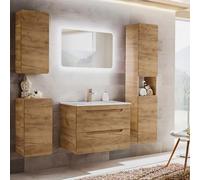 Lomadox Ensemble Complet de Salle de Bain LUTON-56-CRAFT en chêne Wotan NB. B/H/P env. 180/200/46 cm