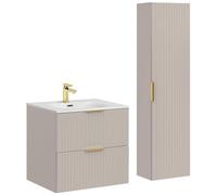 Lomadox Ensemble de meubles de salle de bain avec lavabo de 60 cm, 2 pièces, en cachemire, avec lavabo en céramique