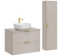 Lomadox Ensemble de meubles de salle de bain avec lavabo de 80 cm, 2 pièces, en cachemire, avec lavabo en céramique