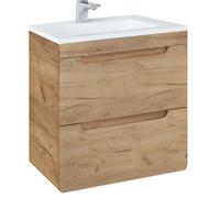 Lomadox Ensemble meuble de salle de bain avec lavabo en céramique 61 cm et 2 tiroirs à fermeture amortie Chêne de Wotan Nb 61 x 60,5 x 46 cm