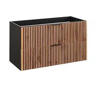 Lomadox Meuble de lavabo - 100 cm - Tiroirs - Anthracite - Avec rainures noires - 100 x 57 x 46 cm