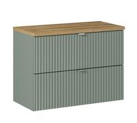 Lomadox Meuble de lavabo de salle de bain 80 cm en vert et chêne