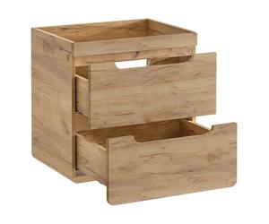 Lomadox Meuble de Rangement Salle de Bain Double Lavabo en Chêne Wotan Nb avec 2 Bacs en Céramique, 4 Tiroirs à Fermeture Amortie et Étagère env. 141 x 76,5 x 46 cm
