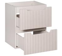 Lomadox Meuble de salle de bain - 50 cm - Cachemire beige - Avant rainuré - 2 tiroirs - Dimensions (l x H x P) : env. 50 x 57 x 39 cm