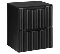 Lomadox Meuble de salle de bain - 50 cm - Noir - Rainuré - 2 tiroirs - Dimensions (l x H x P) : environ 50,4 x 59,5 x 40 cm