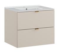 Lomadox Meuble de salle de bain 60 cm en cachemire mat, 2 tiroirs