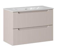 Lomadox Meuble de salle de bain 80 cm avec lavabo en céramique, cachemire, avant rainuré