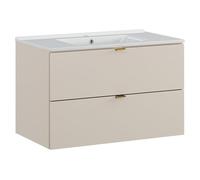 Lomadox Meuble de salle de bain 80 cm en cachemire mat, 2 tiroirs
