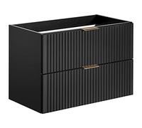 Lomadox Meuble de salle de bain avec 2 tiroirs à fermeture amortie Noir mat 80 x 57 x 46 cm