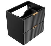 Lomadox Meuble de salle de bain - Meuble de lavabo - 60 cm - Noir mat - Avec façade rainurée - Avec 2 tiroirs à fermeture douce - l/H/P : environ 60 x 57 x 46 cm
