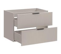 Lomadox Meuble de salle de bain - Meuble de lavabo - 80 cm - Beige - Cachemire avec avant rainuré - 2 tiroirs à fermeture amortie - l/H/P : environ 80 x 57 x 46 cm
