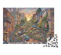 Lombard Street à San Francisco Puzzle 1000 Pièces Adultes Et Enfants,Anti-Stress,Casse-tête, Déco Murale,Premium,Carton,Jeu Éducatif,Dès 14 Ans,Défi,Détente 52x38cm