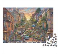 Lombard Street à San Francisco Puzzle 1000 Pièces Adultes Et Enfants,Anti-Stress, Déco Murale,Défi,Premium,Carton,Dès 14 Ans,Jeu Éducatif,Détente,Casse-tête 70x50cm