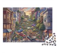 Lombard Street à San Francisco Puzzle en Bois 500 Pièces Adultes Et Enfants,Jeu Éducatif,Dès 14 Ans, Casse-tête,Déco Murale,Premium,Bois,Anti-Stress,Détente,Défi (52x38cm)