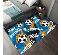 LOMDEM Flanelle Tapis Foot Chambre Adolescents Garçons Filles Terrain de Football avec Style Graffiti, Antidérapant, Tapis de Sol Gaming, Salon et Zone de Jeux, 120x160 cm, Color 5