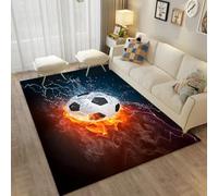 LOMDEM Flanelle Tapis Foot Chambre Adolescents Garçons Filles Terrain de Football avec Style Graffiti, Antidérapant, Tapis de Sol Gaming, Salon et Zone de Jeux, 160x200 cm, Color 2