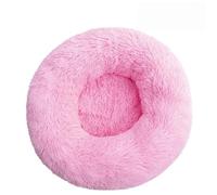 LOMDEM Panier Donut pour Chat et Petit Chien, Lit Rond Ultra Doux en Peluche Longue avec Bord Surélevé, Coussin Moelleux Confortable pour Animaux Intérieur Repos Sommeil (Rose,90 cm)