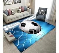 LOMDEM Tapis Bleu Sports Football Imprimé Tapis de Salon Tapis Chambre Ado Garçons Tapis Doux Bébé Tapis d'éveil Tapis de Jeux Tapis de Gymnastique Tapis de Paillasson Tapis Personnalisé (50 x 80 cm)