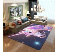 LOMDEM Tapis Chambre Enfant Fille, Tapis de Sol Gaming Antidérapant & Mignon aux Dessins Animés Licorne Chat Chiot, Doux pour Décoration de Chambre, Salle de Jeux, Crèche, Salon, 120x180 cm, Color 4