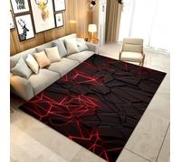 LOMDEM Tapis Gamer Sol en Flanelle Neon Géométrique Hexagone - Deco Chambre Ado Garçon/Fille, Tapis de Chambre Gaming 3D, Idéal pour Chambre Gamer et Décoration Moderne, 160x200 cm, Multi 1