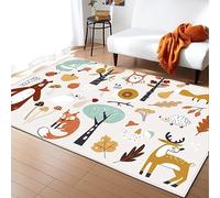 LOMDEM Tapis pour Enfants Dessins Animés Animaux Forêt Garçons Filles Tapis de Chevet Tapis d'intérieur Tapis de Salon Tapis de Chambre d'enfant Poils Courts Tapis de Gaming (Couleur 1,120 x 180 cm)