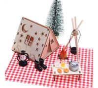 lomdung 18 Pièces Kit de Tente de Lutin Miniature, Miniature Feu Kit de Noel, Mini Porte de Lutin Camping Set de Noël, Con Tentes, Sapins de Noël, Pain, etc. pour L'avent Cadeaux de Christmas
