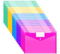 lomdung 20 Pièces Pochettes A4, Pochette à Bouton Pression A4, Pochette Transparente Imperméable, Perforatrice Universelle 11 Trous, pour Bureau, École, Voyages, Voyage D'affaires (Cinq couleurs)