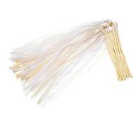 lomdung 30 Pièces Baguettes de Mariage, Baguette Ruban Mariage avec Cloches, Dentelle Blanche Bâton de Ruban de Mariages, pour Décoration de Mariages, Fête D'Anniversaire,Noël Fêtes(Beige)