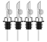 lomdung 4 Pièces Bec Verseurs Huile de Olive, Automatique à Clapet Verseur de Vin, Bouchon Verseur Huile D'olive en Acier Inoxydable, Joint Étanche, pour Vin, Spiritueux, Café, Sirop et Vinaigre