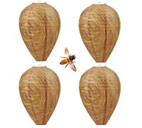 lomdung 4 Pièces Leurres De Nid De Guêpes, Nid de Guêpe Extérieur, Faux Nids de Guêpes Suspendu, Nids de guêpes Artificiel, Faux Anti-Déchirure, Idéal pour Jardin, Terrasse, Balcon