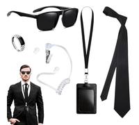 lomdung 5 PCS MIB Agent Costume Accessoires, Men in Black Deguisement, Ensemble de Costumes de Services Secrets Accessoires, Costumes d'espions pour Hommes Femme Enfants pour Fête d'Halloween Cosplay
