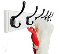 lomejii Porte-manteau mural en bois avec 5 crochets, 60 cm, solide pour manteau, chapeau, sac, grande barre de vestiaire moderne pour entrée, couloir, chambre à coucher, penderie blanche