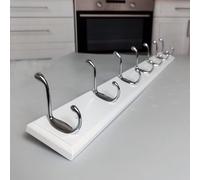 lomejii Porte-manteau mural en bois avec 7 crochets, 80 cm, solide pour manteau, chapeau, sac, grande barre de vestiaire moderne pour entrée, couloir, chambre à coucher, penderie blanche