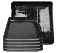 LOMGDOVC Lot de 6 soucoupes carrées en plastique noir durable de 30,5 cm pour pot de fleurs intérieur/extérieur - Protection du sol et du jardin (30 cm)