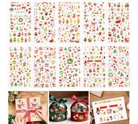 LOMIMOS 10 Feuilles Gommettes Autocollant Noël, Stickers à Paillettes Noël Etiquettes des Cadeaux Autocollant Emballage Cadeau pour Décoration Scrapbooking Loisirs créatifs Cartes