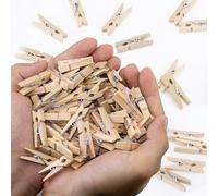 LOMIMOS 100 Pièces Mini Pinces de 3cm en Bois Cannelle, Petite Pinces en Bois Original Multi Usage pour Polaroid Photo Décorer La Chambre, Travaux Manuels, Cartes Postales