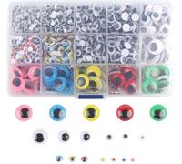 LOMIMOS 1500Pièces Yeux Mobiles Autocollants,4-15mm Yeux en Plastique Adhesif Pour Bricolage Scrapbooking Production Créative Accessoires DIY Craft Poupées Décorations