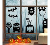LOMIMOS 5 Feuilles de Grands Autocollants Géants Effrayants pour Fenêtre,70 * 40cm Halloween Fenêtre Autocollants Decoration Stickers Réutilisables Grandes Silhouettes de Monstres