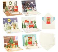 LOMIMOS 6 PCS 3D Carte de Vœux Noël avec Enveloppes, Carte Pop Up Noel Joyeux Noël Cartes Arbre Renne Kit de Voeux Pour Famille Amis Cadeau