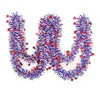 LOMIMOS Guirlande patriotique métallique rouge, blanche et bleue pour le 4 juillet, le jour du souvenir et les anciens combattants, 10 m