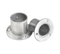 LOMNCHSG Supports pour tringles à Rideaux, Stainless Steel Pipe Bracket Flange Seat for Wardrobe Rod Holder, Pack of 2, 19-32mm Dia(22mm)