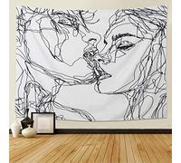 LOMOHOO Tapisserie Crâne Les Amoureux s'embrassant Tenture Murale Noir et Blanc Tapisserie Squelette Humain avec Couronne de Rose Tapisseries de décoration Art Mural pour Chambre XL/175x230cm
