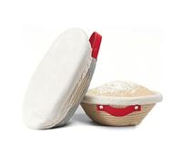 lomonmen Banneton pour Pain Corbeille à Pain Professionnel - Rond et Ovale avec Doublure et Couvercle en Lin - Respirant, Durable pour la Fermentation du Levain - Idéal pour Boulangers et Amateurs-2 T