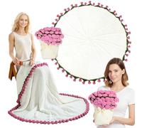lomonmen Couverture Bouquet de Fleurs au Crochet,110cm Couverture en Roses Faite Main avec 68 Fleurs pour la Fête des Mères,Saint-Valentin,Anniversaire (Rose 110cm)