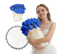 lomonmen Couverture Bouquet de Fleurs au Crochet, 80cm Couverture en Roses Faite Main avec 52 Fleurs pour la Fête des Mères, Saint-Valentin, Anniversaire, Bleu