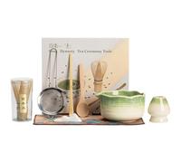 lomonmen Matcha Kit,7 Pièces Matcha Set,Fouet Matcha,Bol Matcha,Cuillere Matcha,Tamis Matcha,Support Fouet Matcha,Coffret Matcha pour Matcha Accessoire