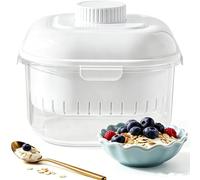 lomonmen Passoire à yaourt grec, 2500ML séparateur de lactosérum lavable avec couvercle, passoire à yaourt avec chiffon filtrant, réutilisable pour la fabrication de yaourt grec épais(Blanc1)