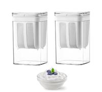 lomonmen Passoire à Yaourt Grec Passoire Yaourtière 1100 ml Séparateur Lactosérum avec Crépine à Mailles Fines en Acier Inoxydable Filtre à Lait de Soja Fabricant de Lait de Noix (2pcs Blanc)