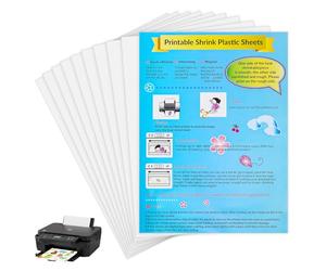 lompyeu Plastique Fou imprimables transparent film rétractable A4,10 feuilles Plastique Fou Transparent pour imprimantes à jet d'encre,Magique Kit pour les Bricolages 20X30CM